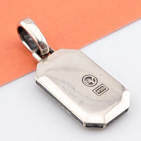 DAVID YURMAN Sterling Silver Small Streamline Pave Black Diamonds Amulet Pendant - Picture 10 of 10